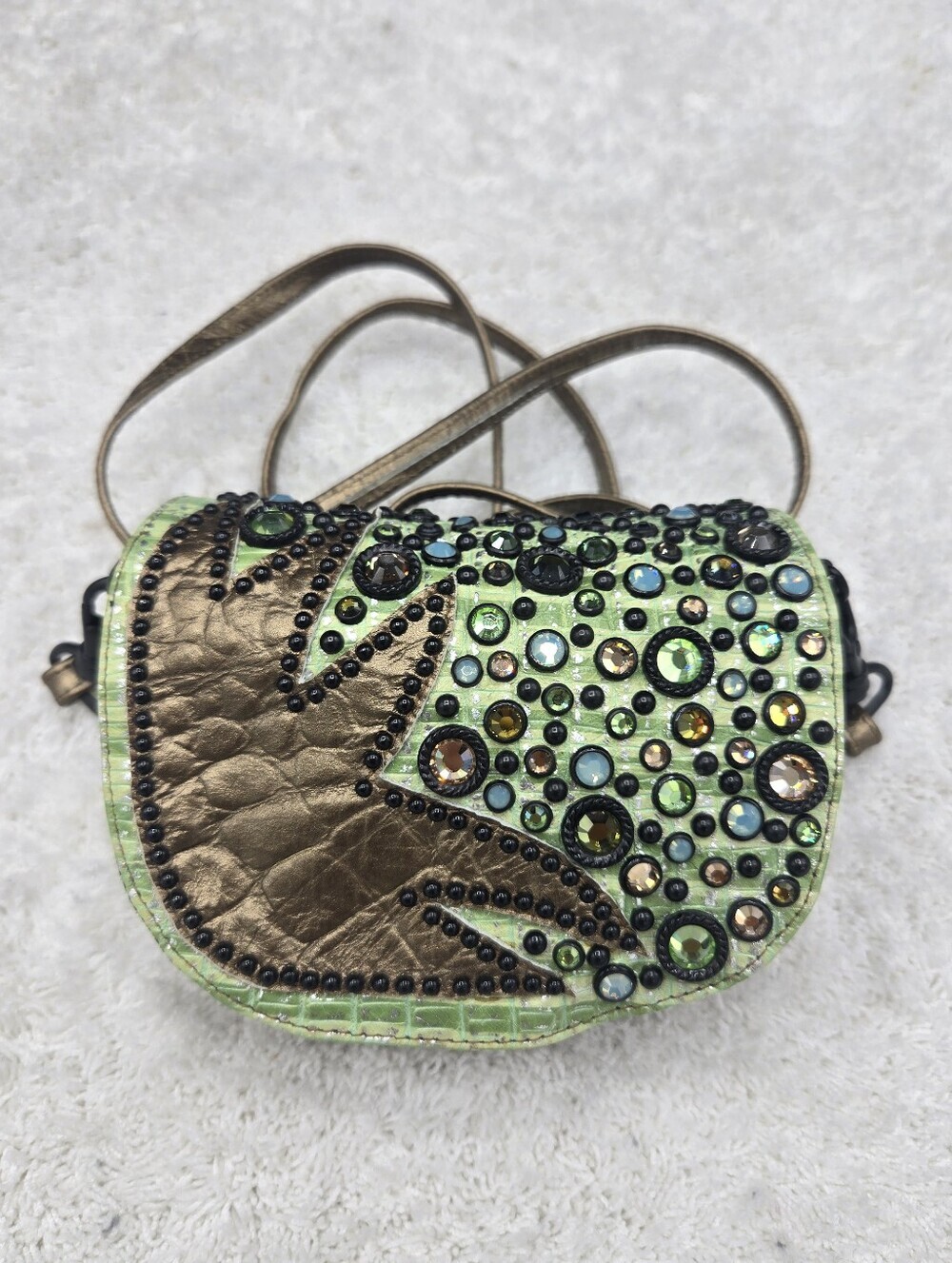 Kippys Studdded Rhinestone Embellished Convertble Crossbody Purse Belt Pouch